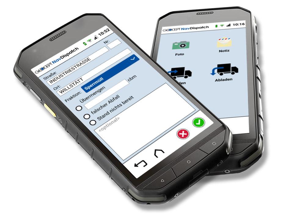 Robustes Smartphone mit GEOCEPT App