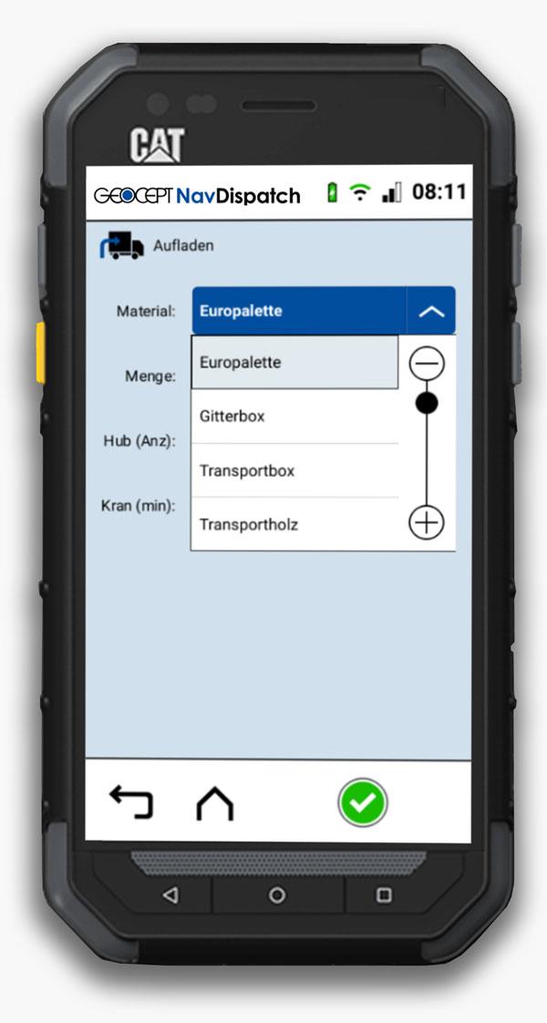 Auswahl Laden oder Entladen in der App