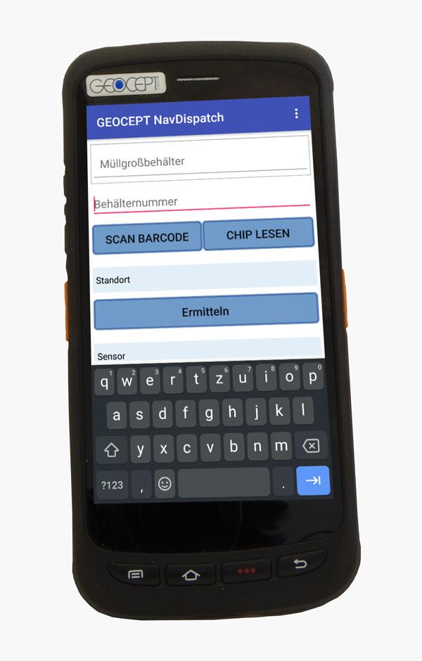 Handheld mit Behälter-App und RFID-Reader