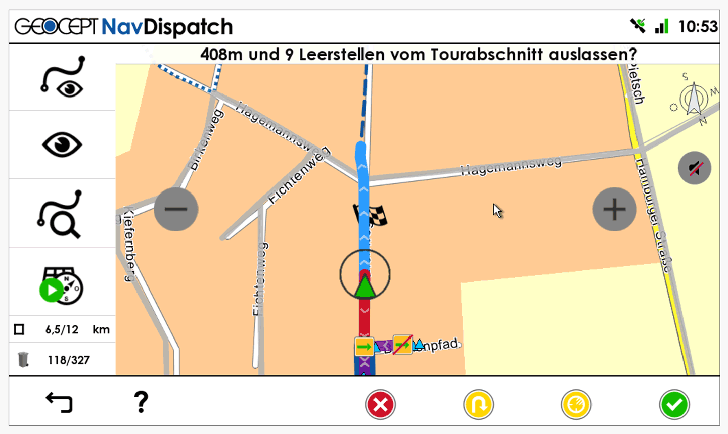 Abschnitte beim Nachfahren auslassen