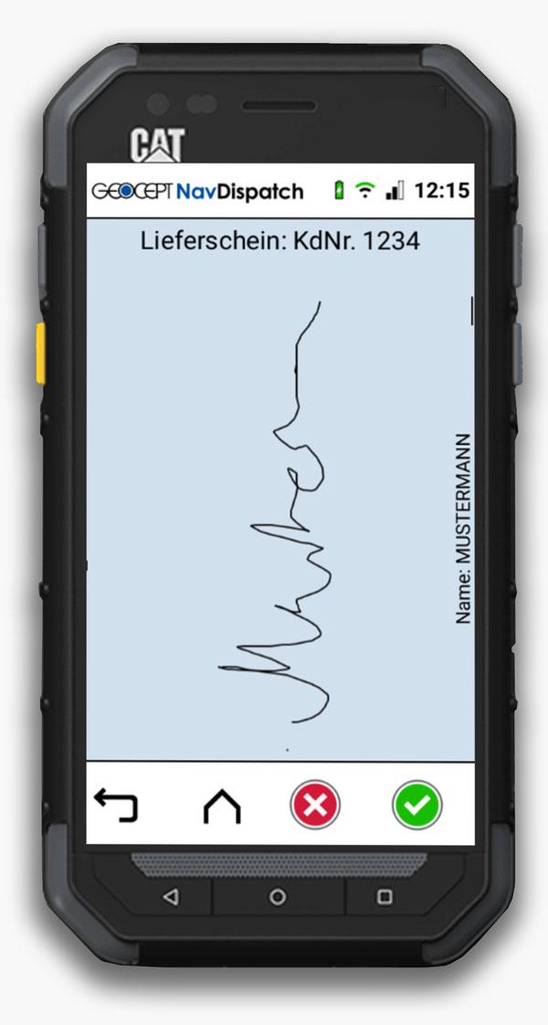 Unterschrift in der Lademittel-App