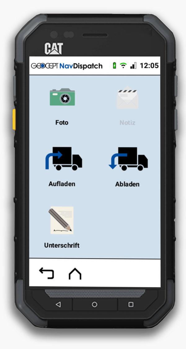Hauptmenü der Lademittel-App