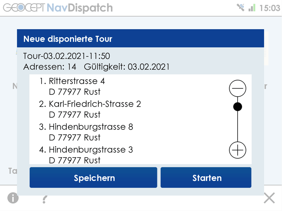 Neue Auftragstour in der Fahrer-App