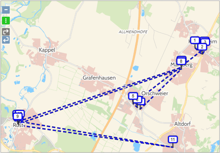 Tour vorher – Reihenfolge gemäß Adressliste