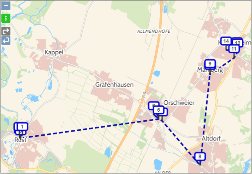 Tour nachher – automatisch optimierte Reihenfolge