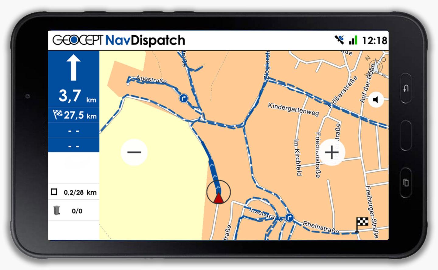 Tablet mit Follow-Me-Nachfahrnavigation