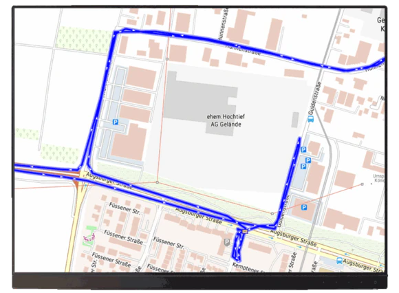 Fahrspur auf der Grundkarte im GEOCEPT Webportal
